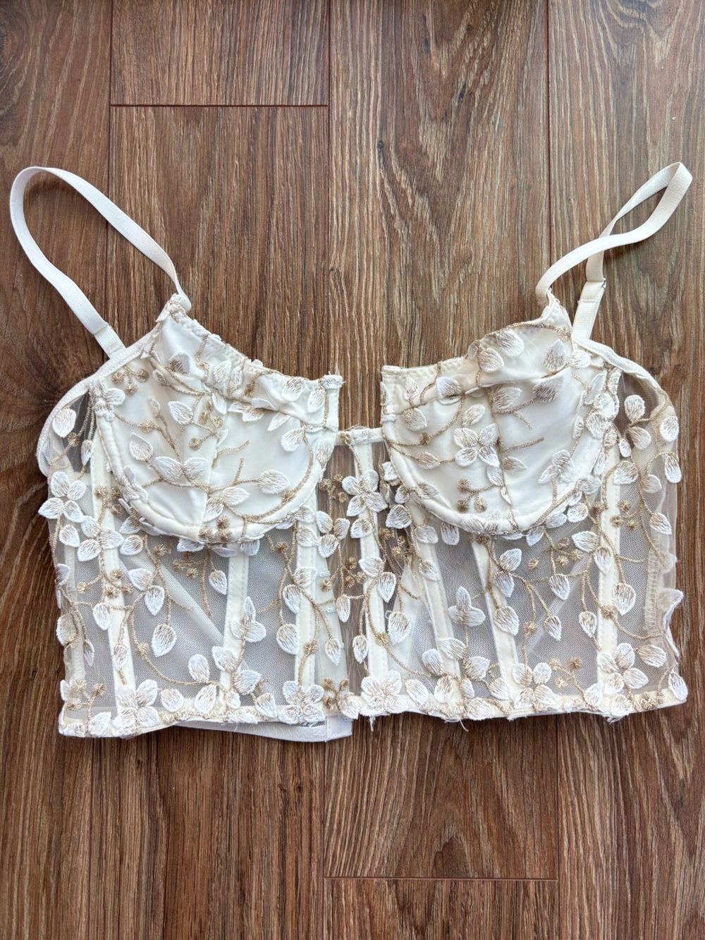 Sheer Floral Embroidered Bustier Camisole
